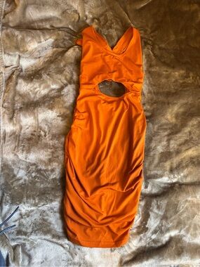 Ella Orange Sleeveless Cutout Bodycon Dress